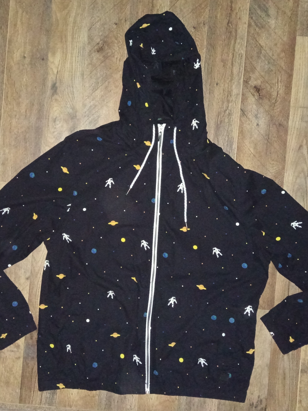 Denim & Flower Ricky Singh Black Space-Print Hooded Jacket XL